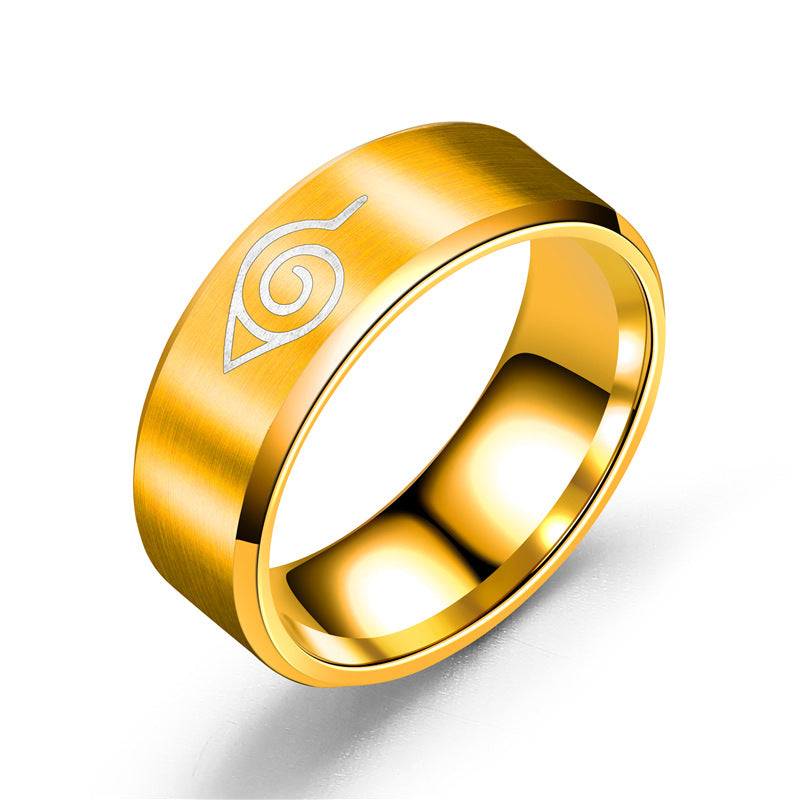 Naruto Rings - Konoha - Hidden Leaf Village Symbol AP2302 Gold / 11Size Official ANIME RING Merch